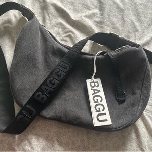 BAGGU denim medium crescent bag